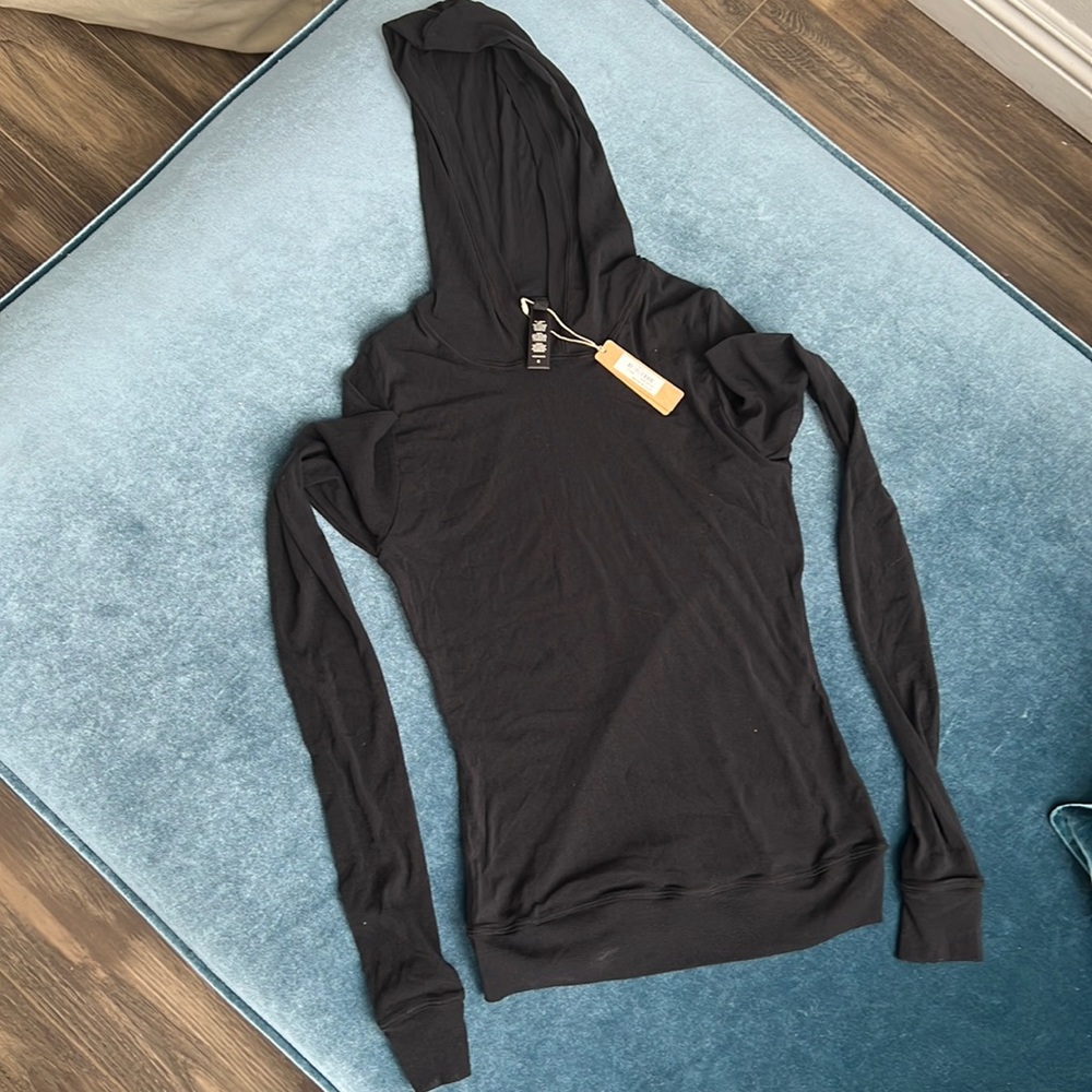 SKIMS small sheer mesh black hoodie NWT